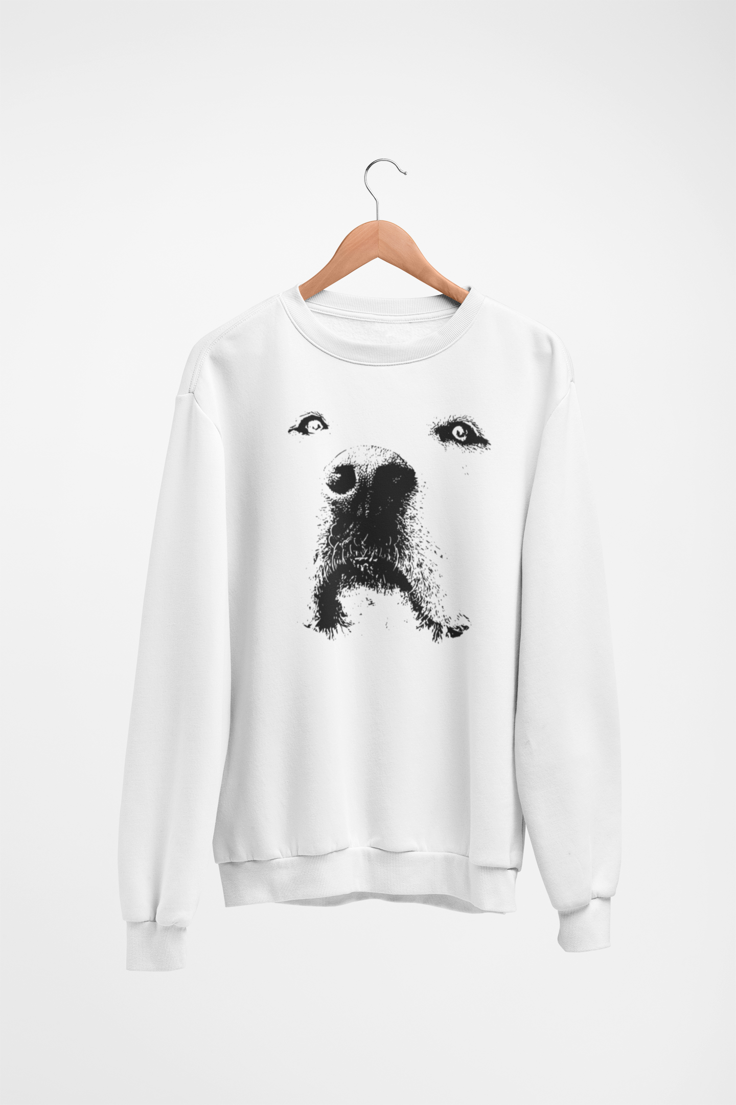 Dog Face Graphic Fleece Crew Sweatshirt