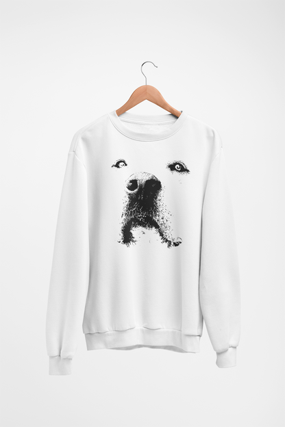 Dog Face Graphic Fleece Crew Sweatshirt