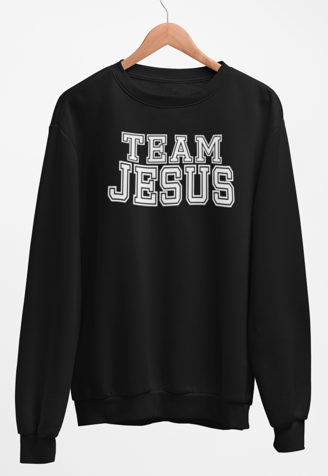 Team Jesus-White Text Fleece Crew Sweatshirt