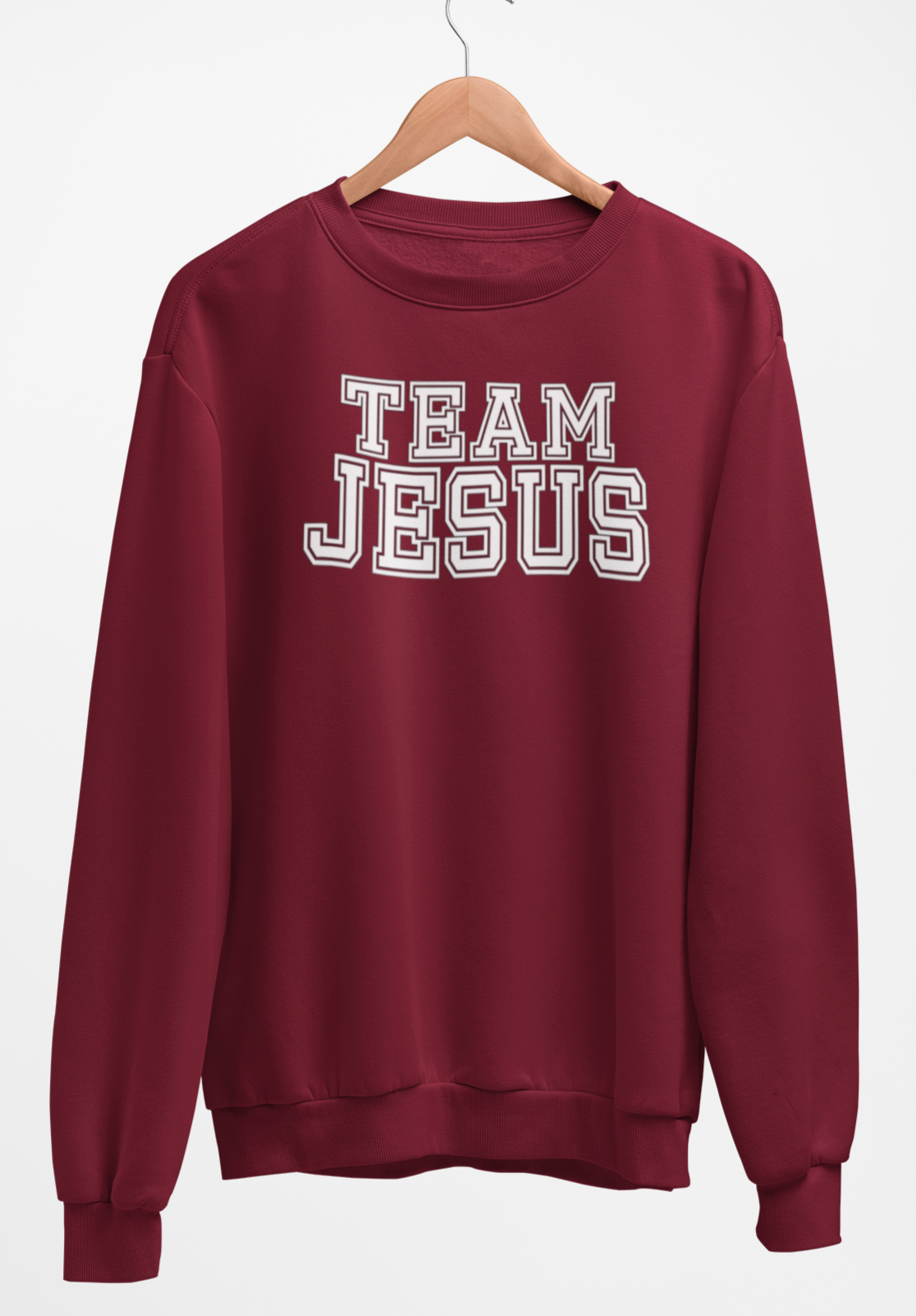 Team Jesus-White Text Fleece Crew Sweatshirt