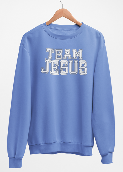 Team Jesus-White Text Fleece Crew Sweatshirt