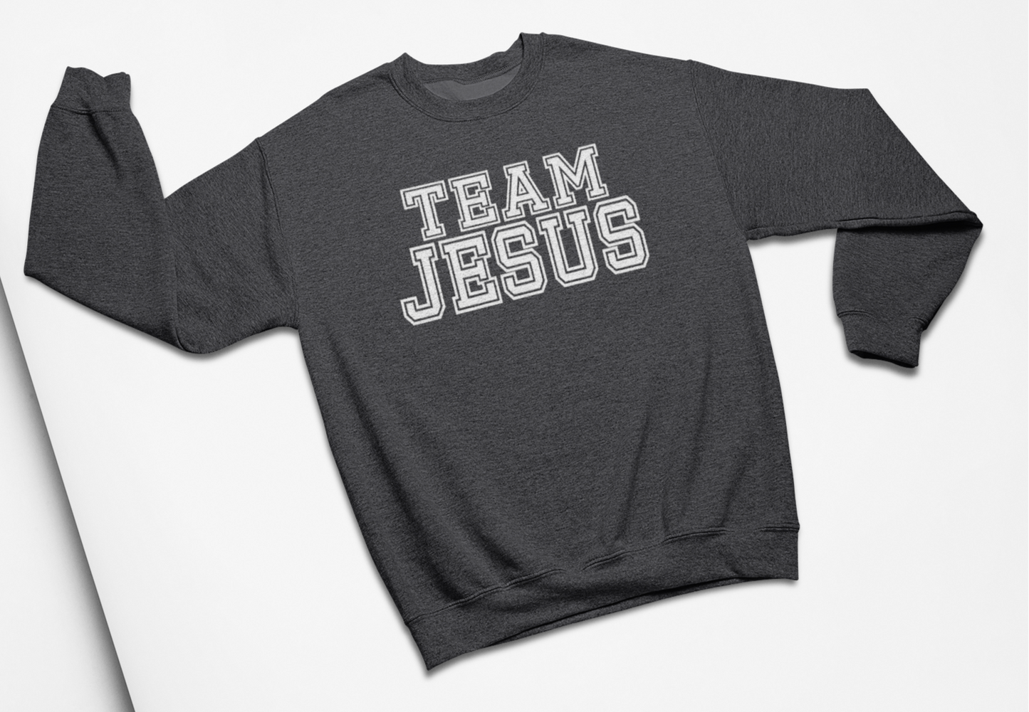 Team Jesus-White Text Fleece Crew Sweatshirt