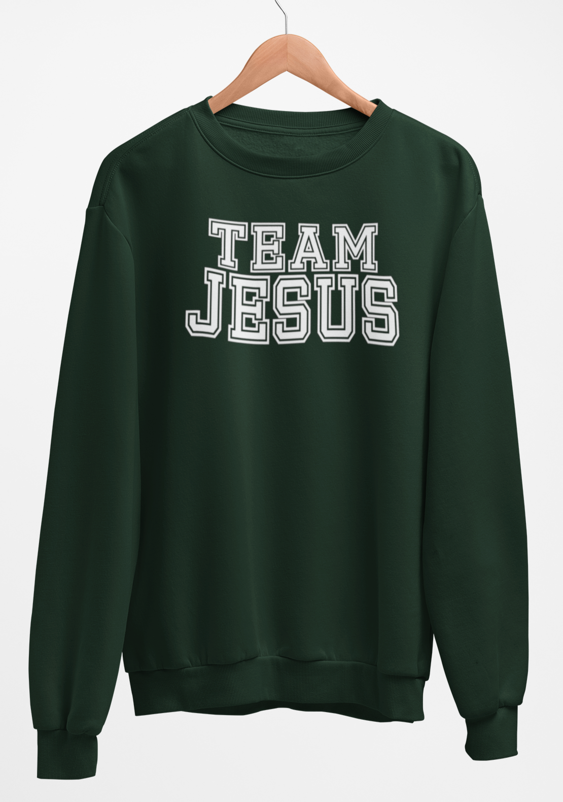 Team Jesus-White Text Fleece Crew Sweatshirt