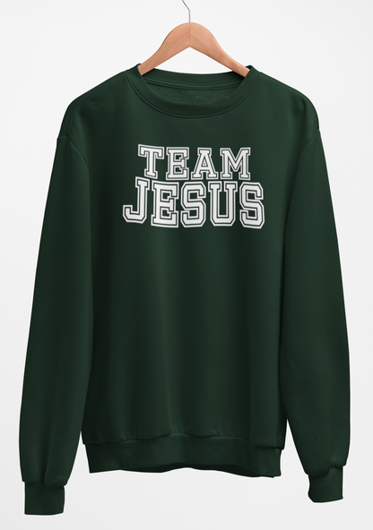 Team Jesus-White Text Fleece Crew Sweatshirt