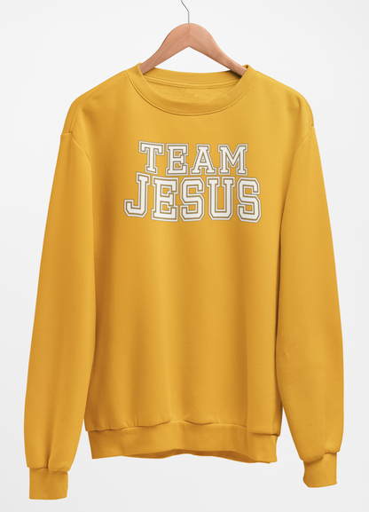 Team Jesus-White Text Fleece Crew Sweatshirt