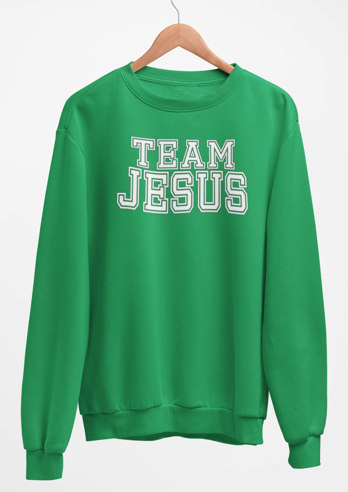 Team Jesus-White Text Fleece Crew Sweatshirt