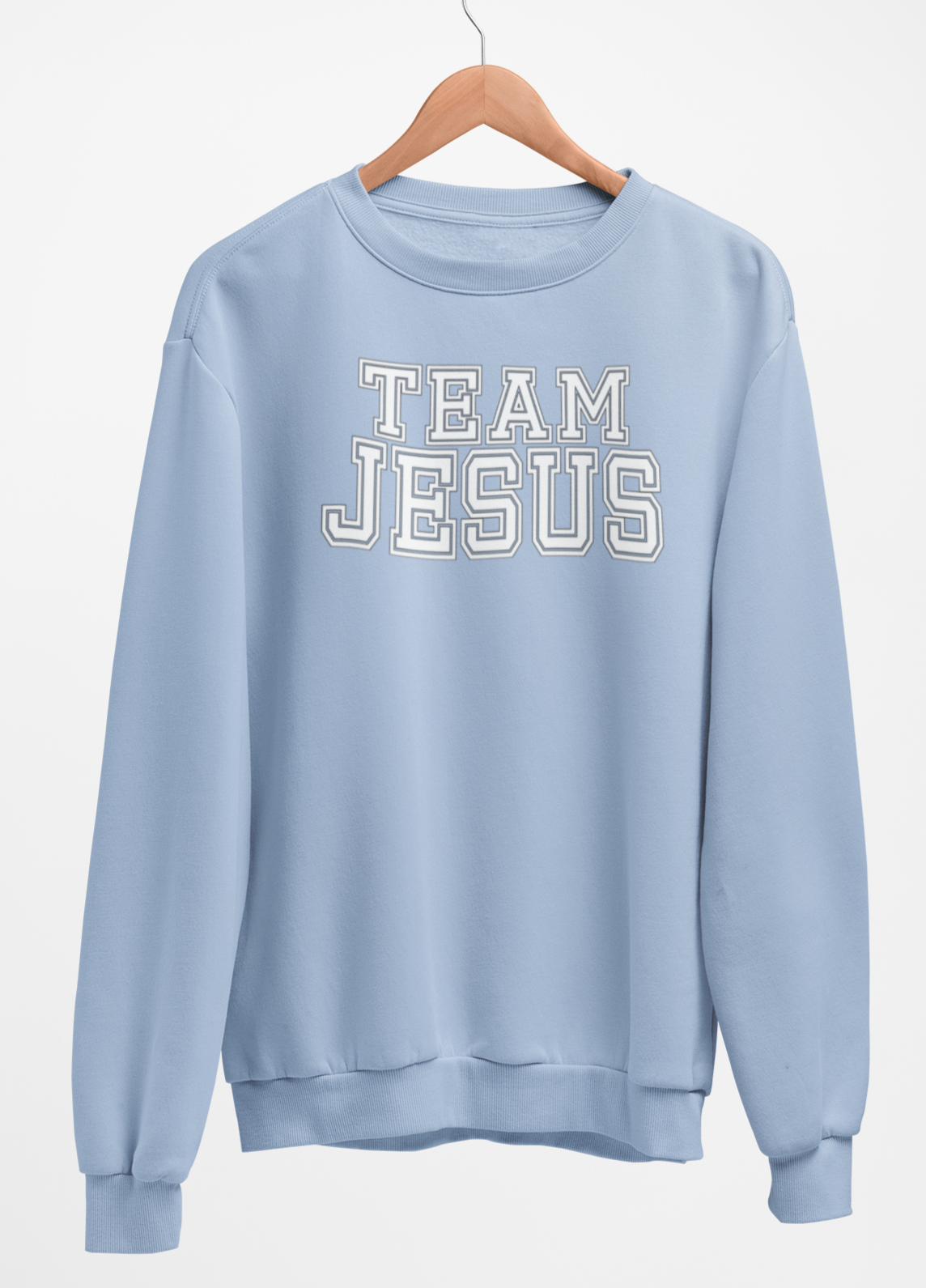 Team Jesus-White Text Fleece Crew Sweatshirt