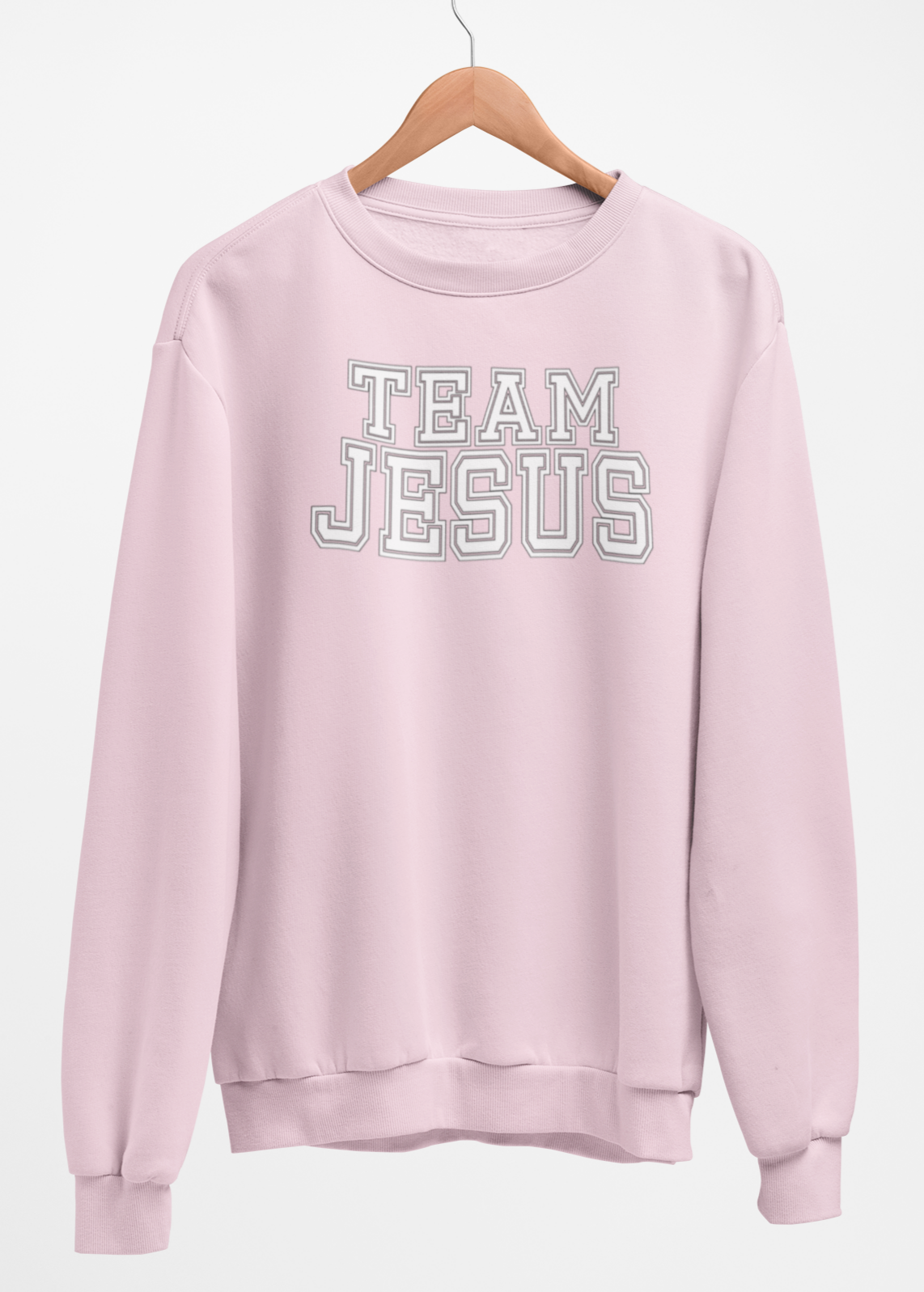 Team Jesus-White Text Fleece Crew Sweatshirt