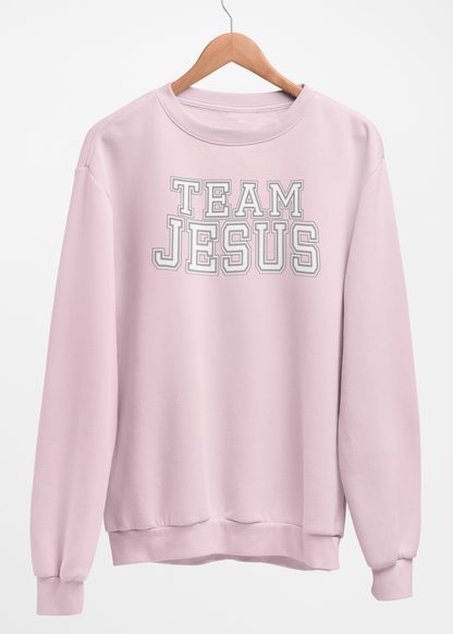 Team Jesus-White Text Fleece Crew Sweatshirt