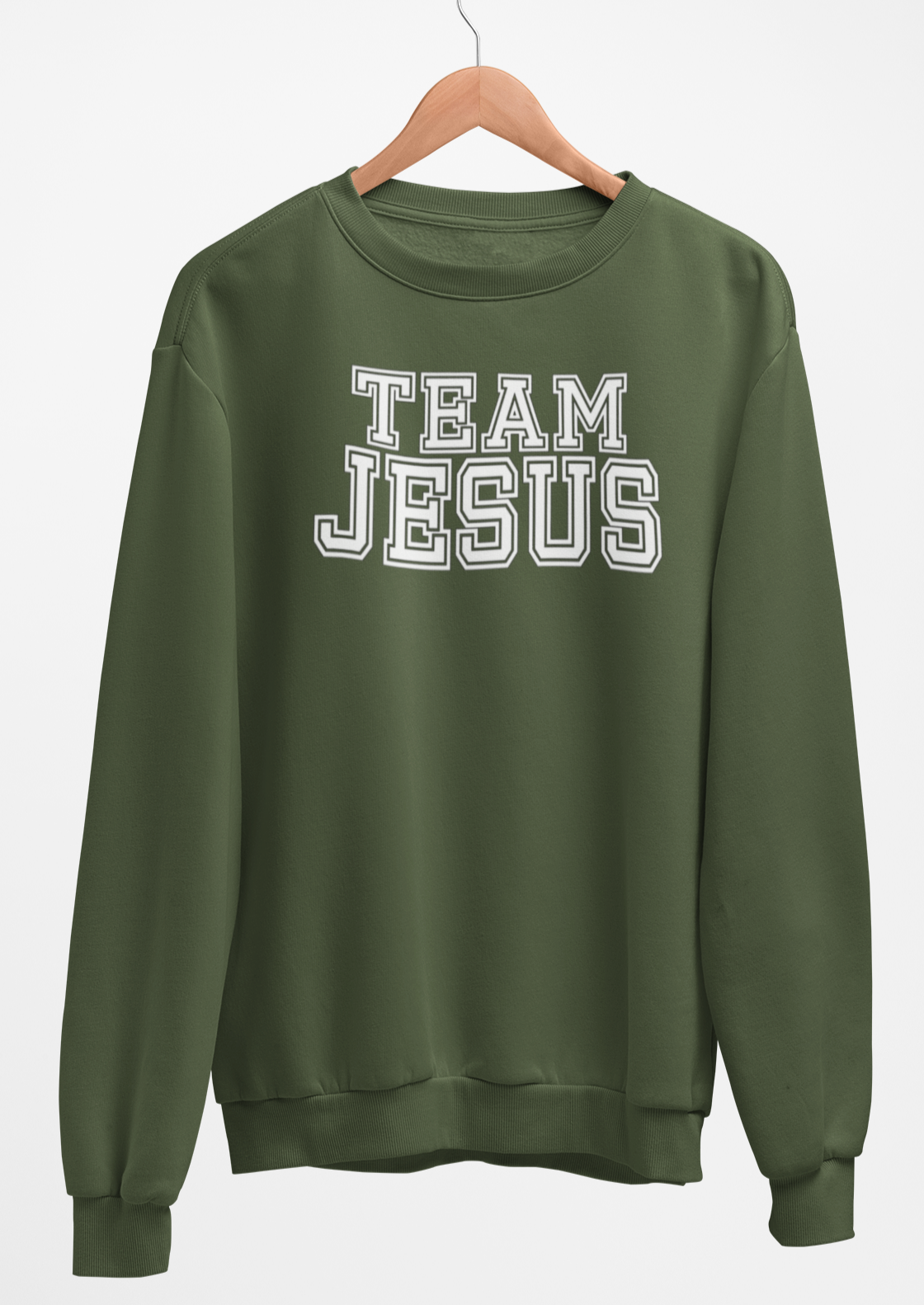 Team Jesus-White Text Fleece Crew Sweatshirt