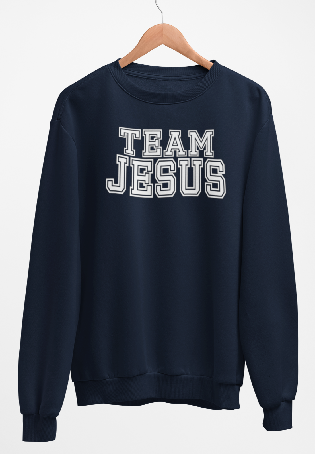 Team Jesus-White Text Fleece Crew Sweatshirt