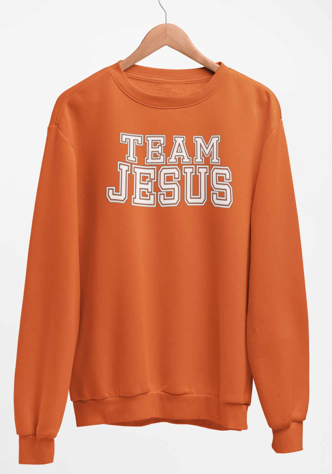 Team Jesus-White Text Fleece Crew Sweatshirt