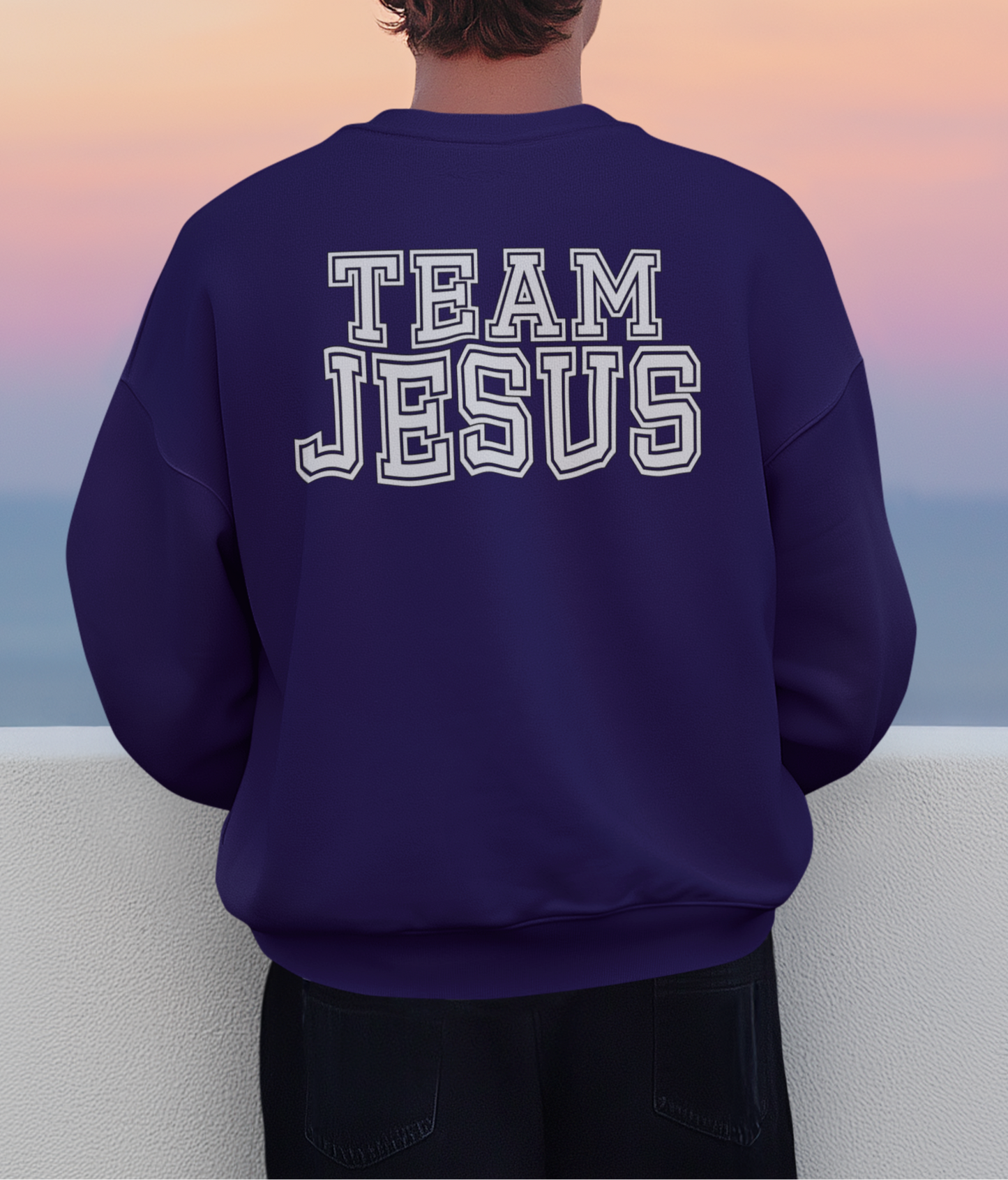 Team Jesus-White Text Fleece Crew Sweatshirt