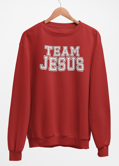 Team Jesus-White Text Fleece Crew Sweatshirt