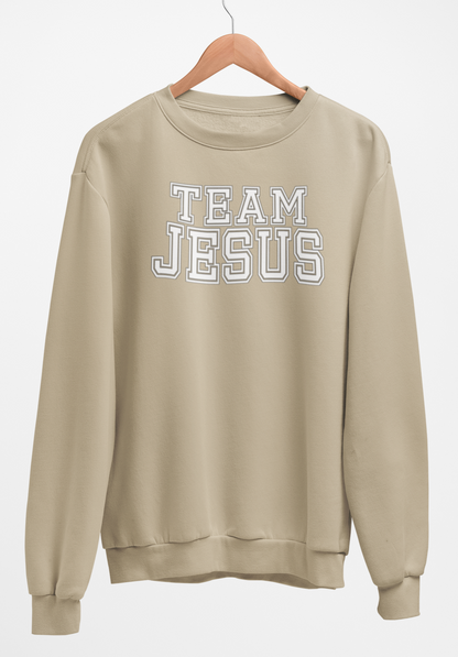 Team Jesus-White Text Fleece Crew Sweatshirt