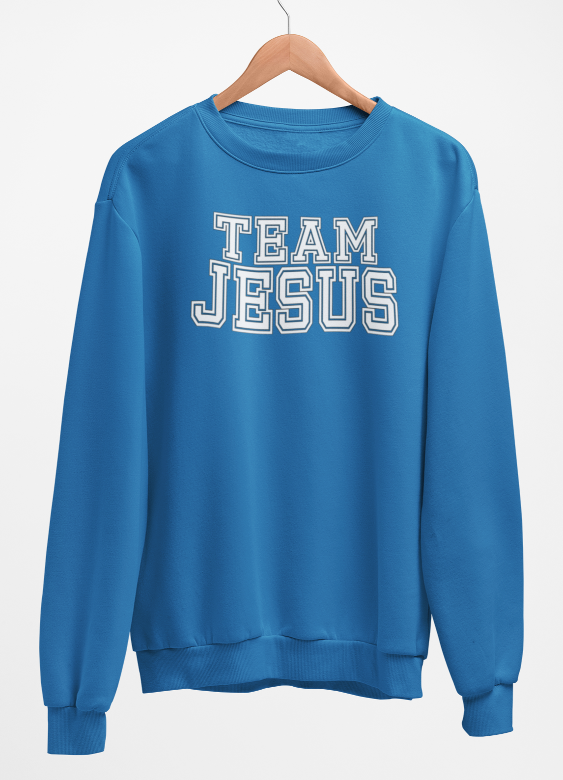 Team Jesus-White Text Fleece Crew Sweatshirt