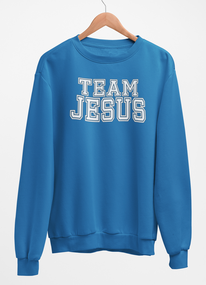 Team Jesus-White Text Fleece Crew Sweatshirt