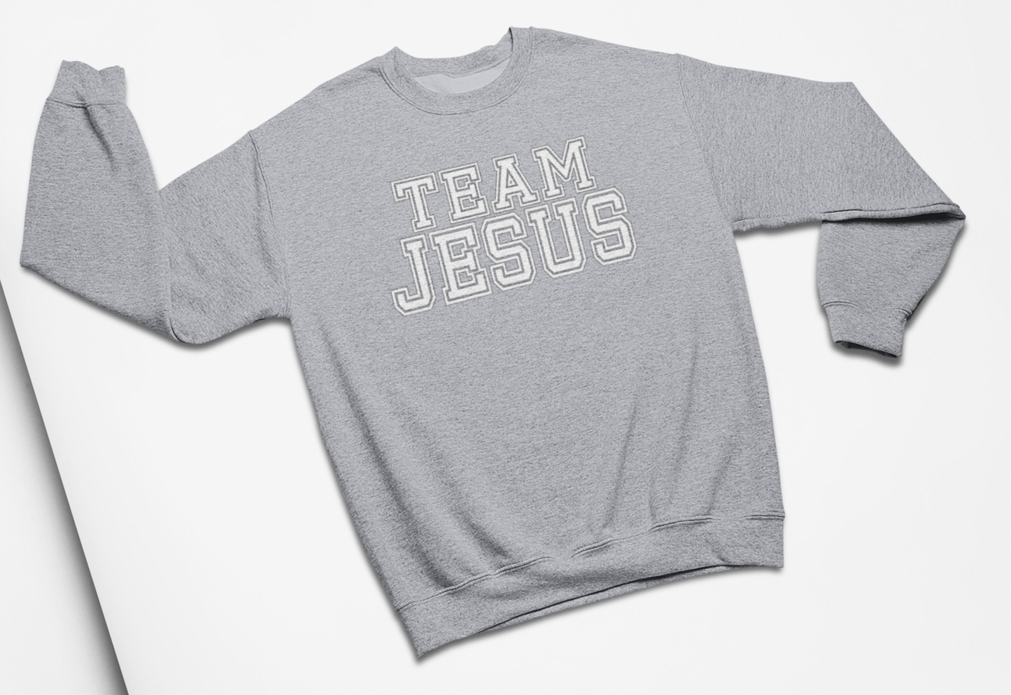 Team Jesus-White Text Fleece Crew Sweatshirt