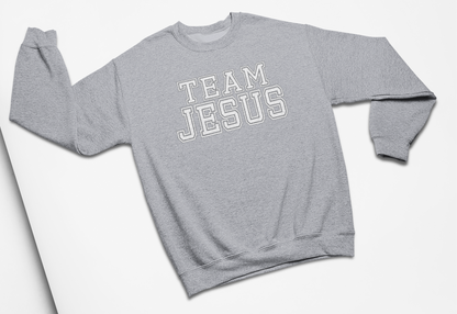 Team Jesus-White Text Fleece Crew Sweatshirt