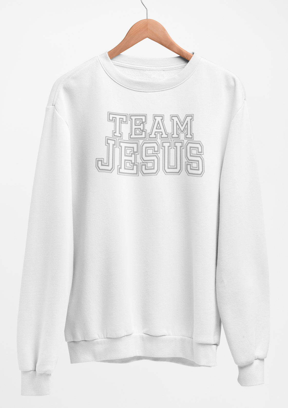 Team Jesus-White Text Fleece Crew Sweatshirt