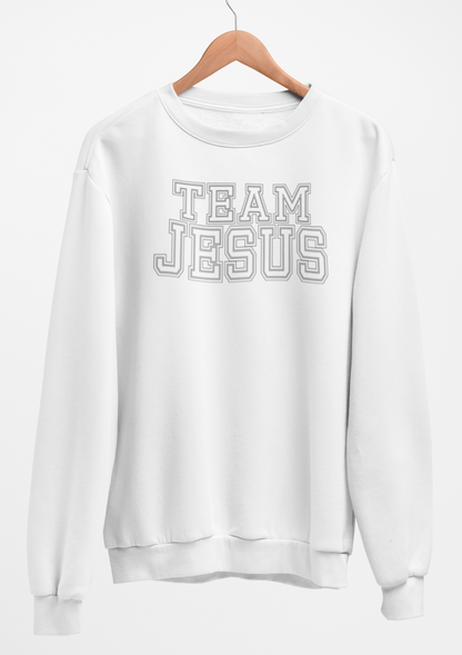 Team Jesus-White Text Fleece Crew Sweatshirt