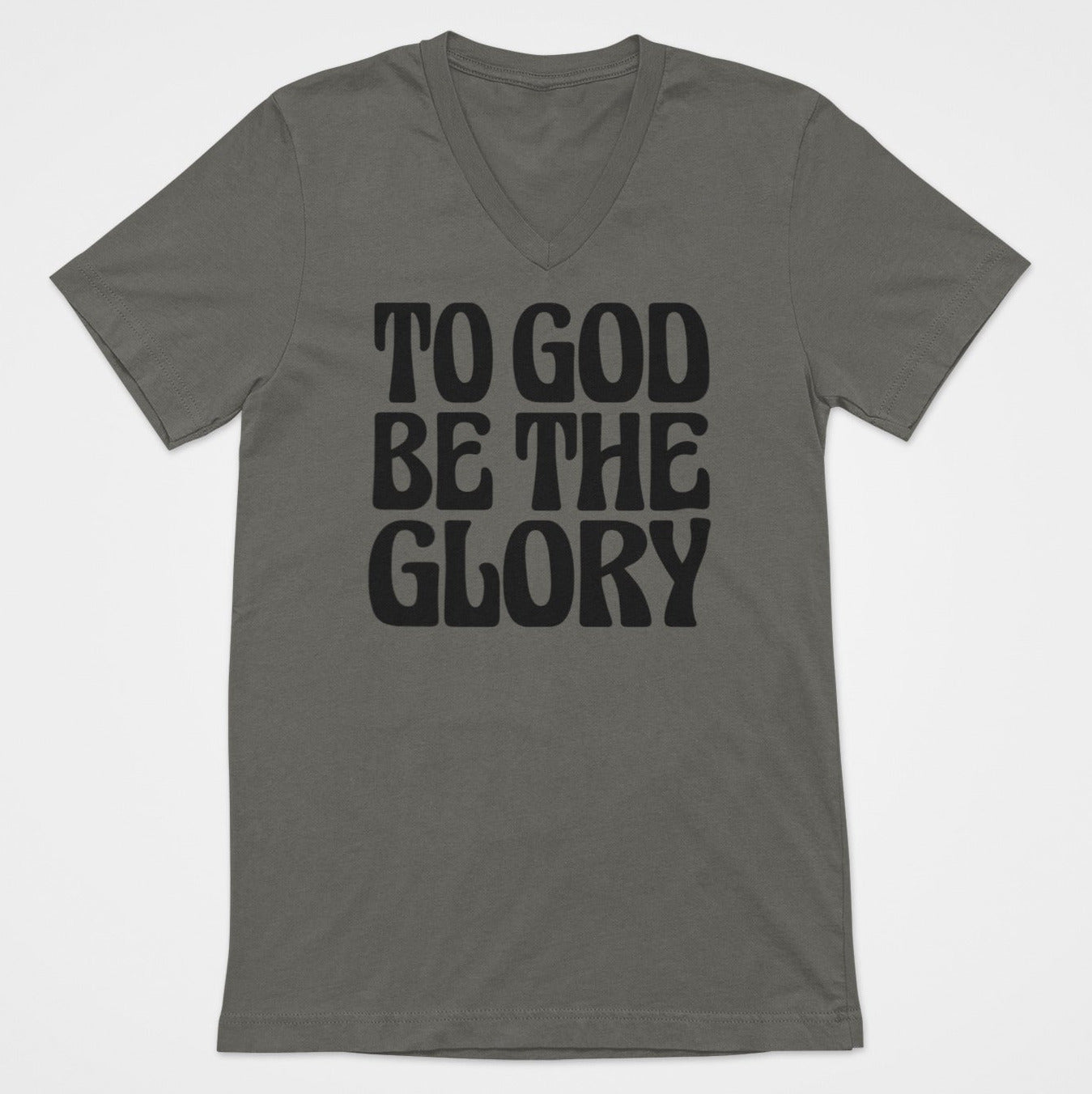 To God Be The Glory Black Text  Women's V-Neck T-Shirt