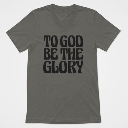 To God Be The Glory Black Text  Women's V-Neck T-Shirt