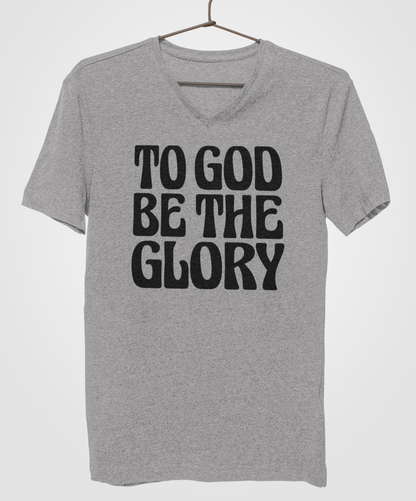 To God Be The Glory Black Text  Women's V-Neck T-Shirt