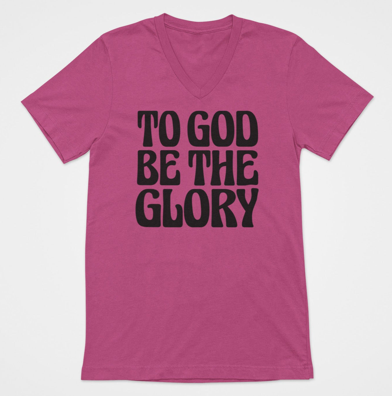 To God Be The Glory Black Text  Women's V-Neck T-Shirt