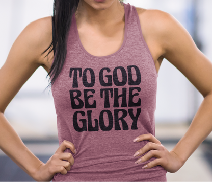 To God Be The Glory Black Text Racerback Tank Top