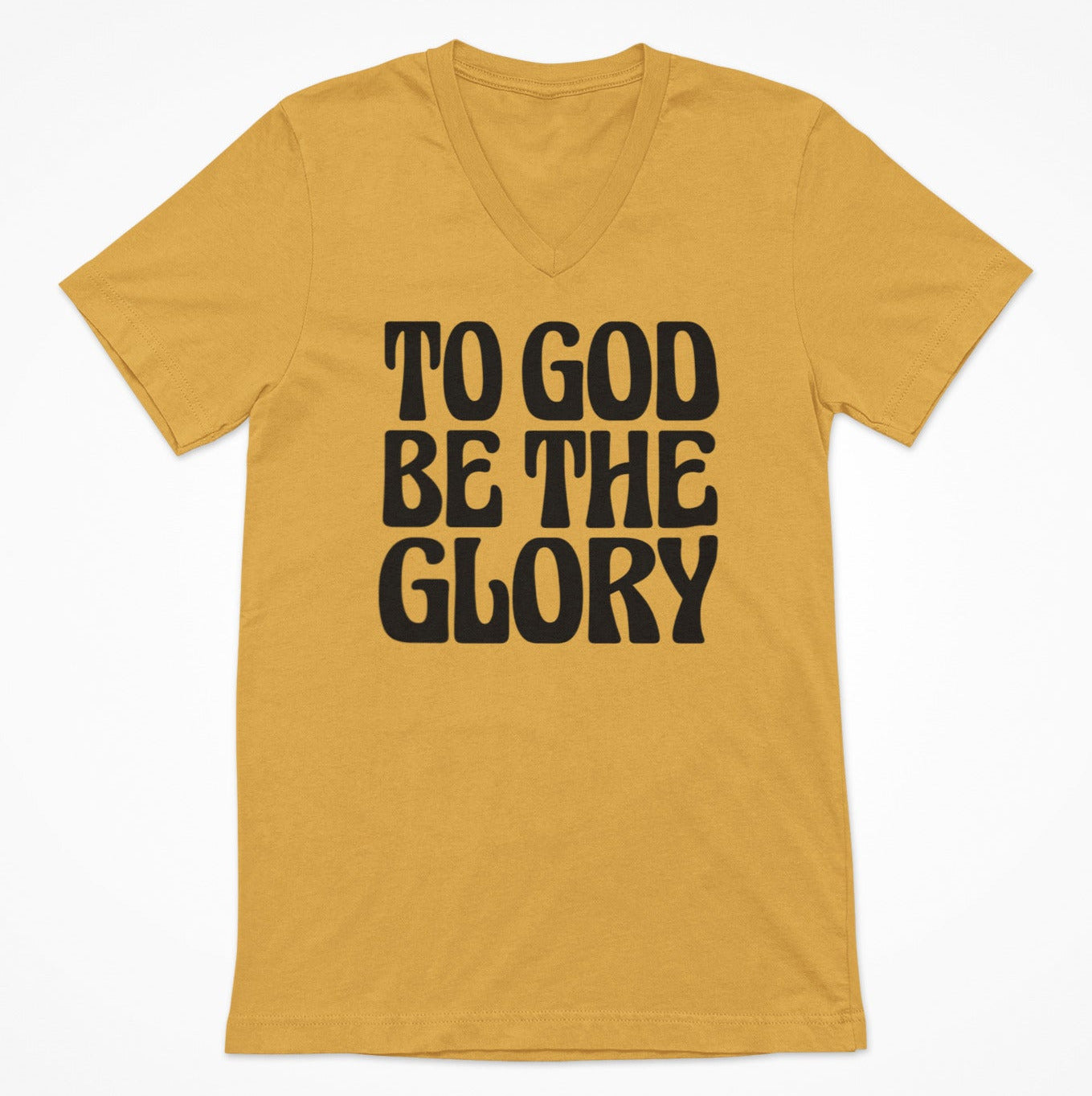 To God Be The Glory Black Text  Women's V-Neck T-Shirt