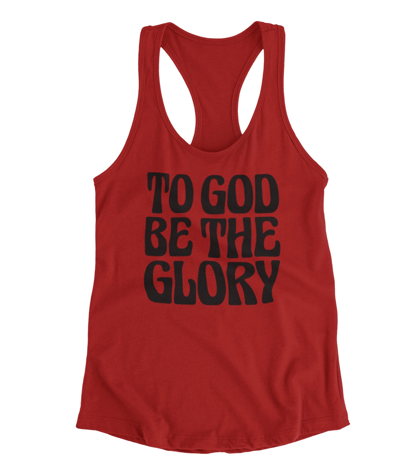 To God Be The Glory Black Text Racerback Tank Top