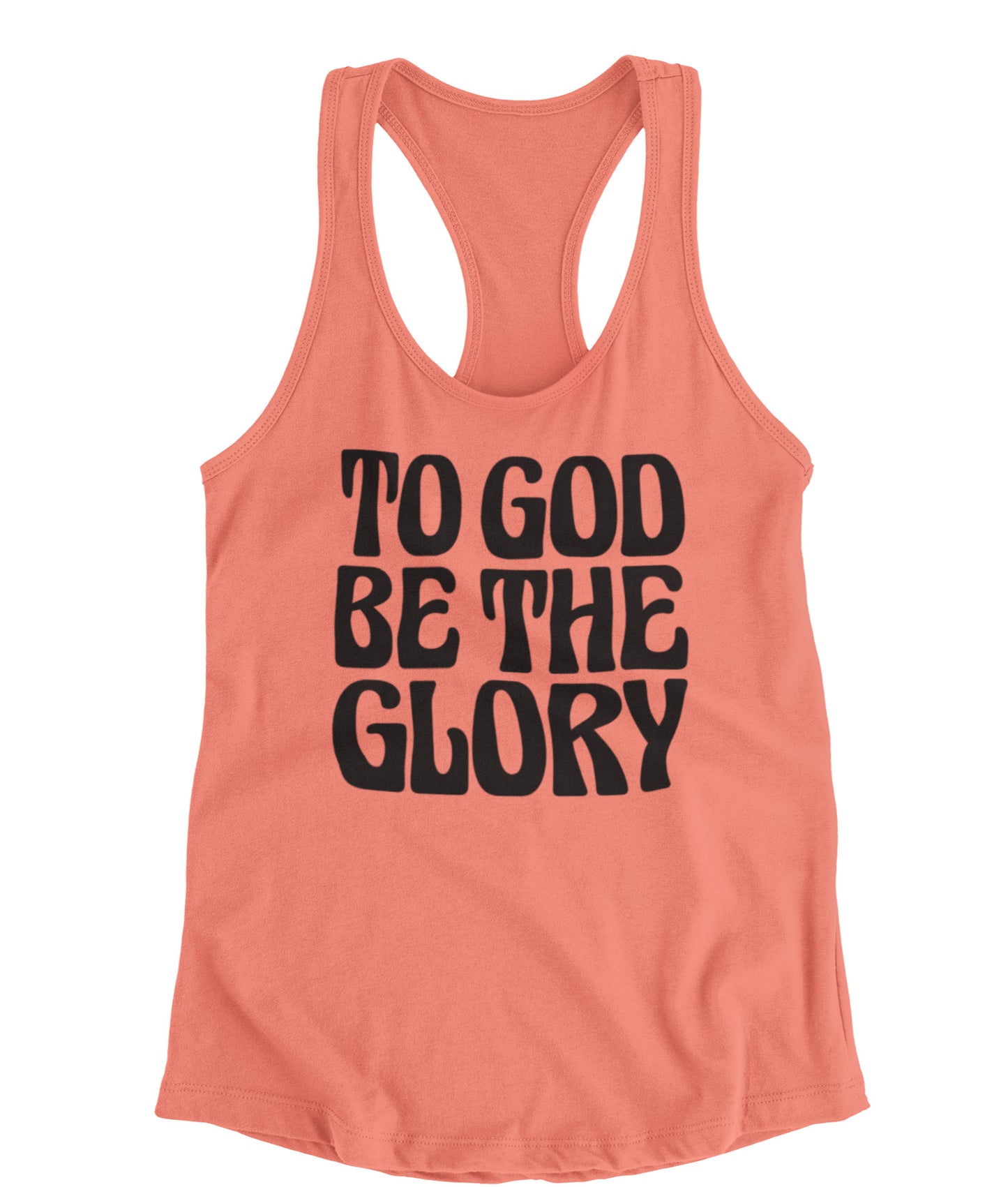 To God Be The Glory Black Text Racerback Tank Top
