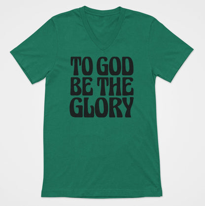 To God Be The Glory Black Text  Women's V-Neck T-Shirt