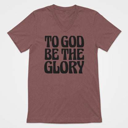 To God Be The Glory Black Text  Women's V-Neck T-Shirt