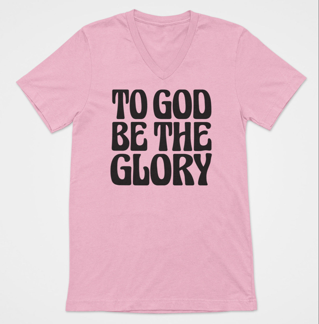 To God Be The Glory Black Text  Women's V-Neck T-Shirt