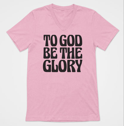 To God Be The Glory Black Text  Women's V-Neck T-Shirt