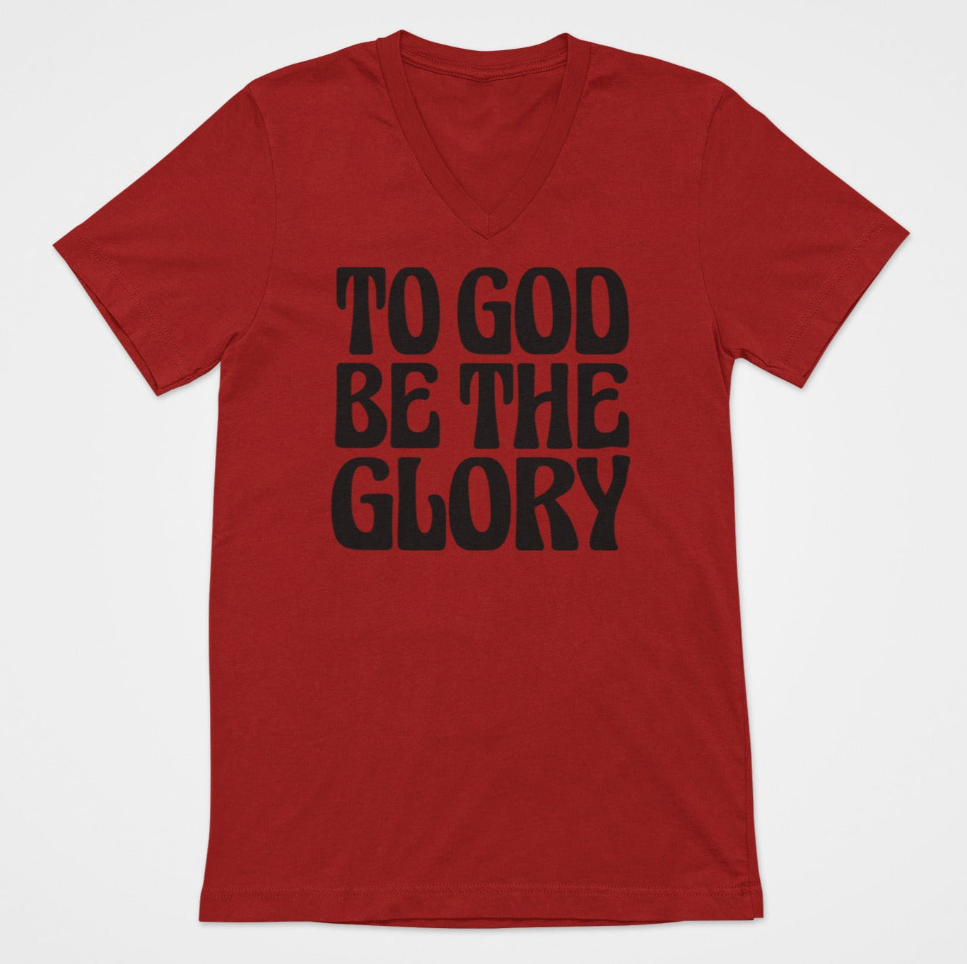 To God Be The Glory Black Text  Women's V-Neck T-Shirt