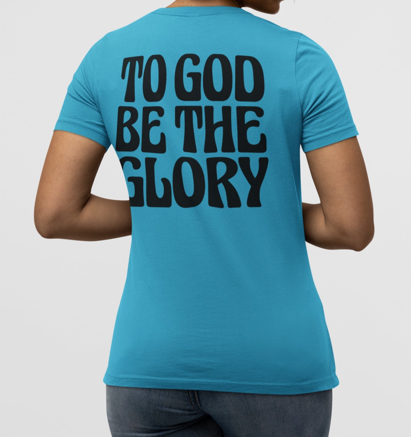 To God Be The Glory Black Text  Women's V-Neck T-Shirt