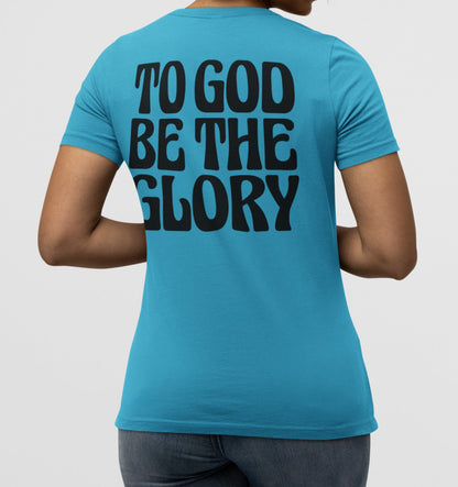 To God Be The Glory Black Text  Women's V-Neck T-Shirt