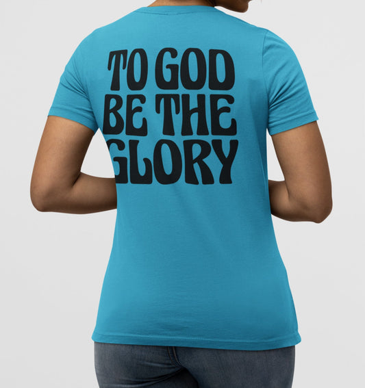 To God Be The Glory Black Text  Women's V-Neck T-Shirt